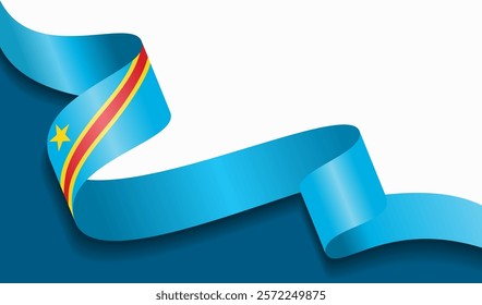 Congolese flag wavy abstract background. Vector illustration.