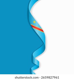 Layout de fundo abstrato ondulado da bandeira congolesa. Ilustração vetorial.