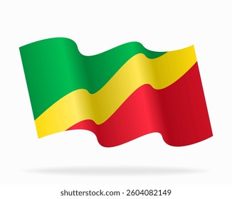 Congolese flag wavy background layout. Vector illustration.