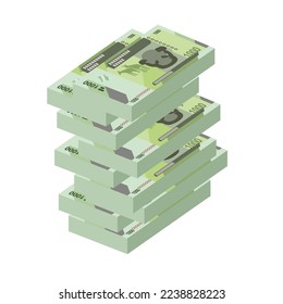 Congolese Franc Vector Illustration. Congo money set bundle banknotes. Paper money 1000 CDF. Flat style. Isolated on white background. Simple minimal design.