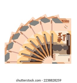 Congolese Franc Vector Illustration. Congo money set bundle banknotes. Paper money 5000 CDF. Flat style. Isolated on white background. Simple minimal design.