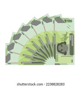 Congolese Franc Vector Illustration. Congo money set bundle banknotes. Paper money 1000 CDF. Flat style. Isolated on white background. Simple minimal design.