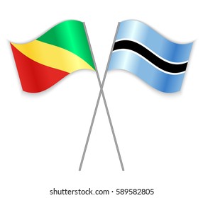 Congolese and Motswana crossed flags. Republic of the Congo combined with Botswana isolated on white. Language learning, international business or travel concept.