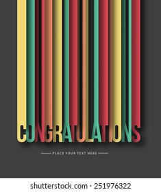 Congraiulations paper cut text on abstract background with drop shadows. Vector illustration.