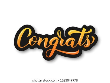 Congrats 3d calligraphy lettering isolated on white. Congratulation typography poster. Easy to edit vector template for greeting card, banner, flyer, sticker, invitation, etc.