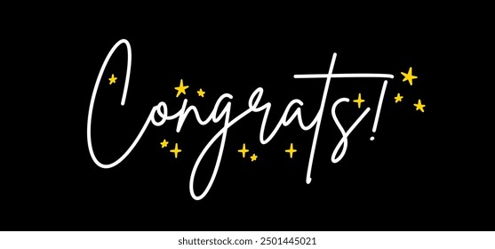 Congrats banner in hand drawn style calligraphy. Congratulations card handwriting design 