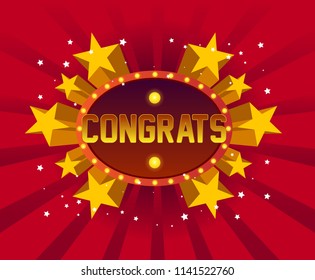 congrats, beautiful greeting card background or banner with star party theme.  design illustration