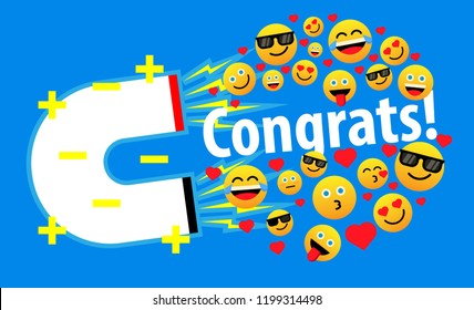 congrats, beautiful greeting card background, poster or banner with magnet mood or smile theme. design vector illustration