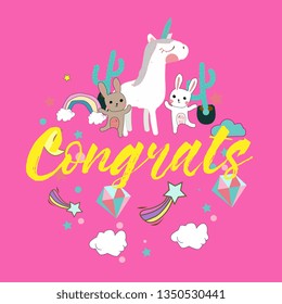 congrats, beautiful greeting card background or banner with neon box theme. design illustration 