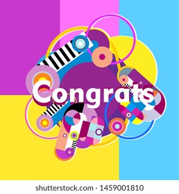 congrats, beautiful greeting card background or banner with colorful theme. design illustration