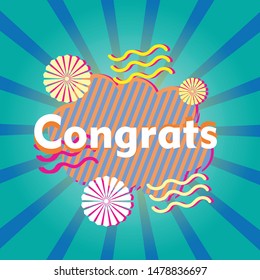 congrats, beautiful greeting card background or banner with candy blue theme. design illustration