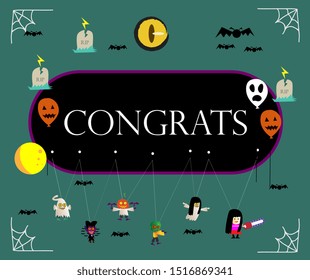 congrats, beautiful greeting card background or banner with halloween theme. vector design 