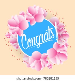 Congrats, Beautiful greeting card with bunch flowers background