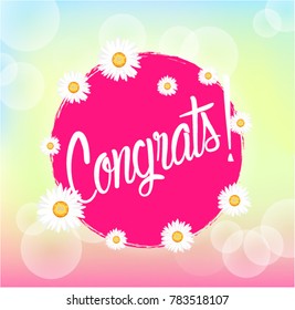 Congrats Beautiful Greeting Card Bunch Flowers Stock Vector (Royalty ...