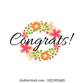 congrats, Beautiful greeting card poster with flower decoration