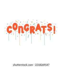 Congrats. Beautiful greeting card poster. Handwritten modern brush lettering on a white background isolated vector