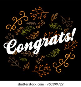 Congrats, Beautiful greeting card poster with calligraphy text