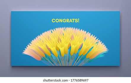 Congrats! Bouquet of flowers. Floral composition. Vector illustration.