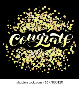 Congrats brush lettering. Vector illustration for banner