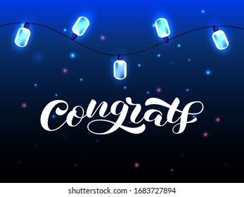 Congrats brush lettering. Vector illustration for banner