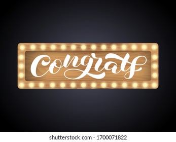 Congrats brush lettering. Vector illustration for banner
