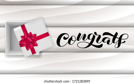 Congrats brush lettering. Vector stock illustration for banner