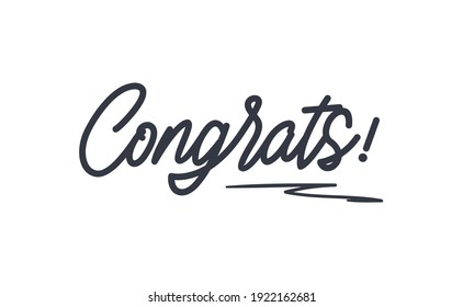 Congrats Calligraphic Style Text. Vector Congratulations Message.  Hand Made Style.