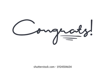 Congrats calligraphic style text. Vector congratulations message.  Hand made style.