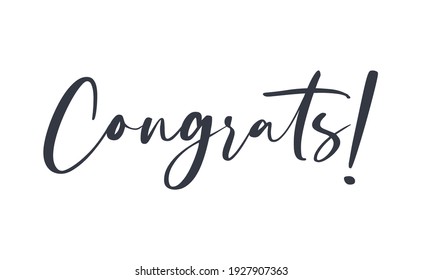 Congrats calligraphic style text. Vector congratulations message.  Hand made style.