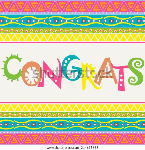 Congrats card with African ornament design.\
Vector illustration.