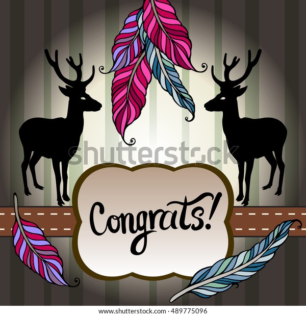Congrats Card Hand Lettered Calligraphic Designdeer Stock Vector