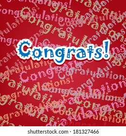 Congrats card with typo design on red
