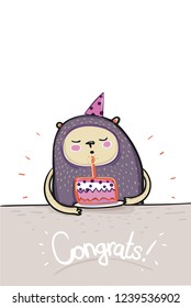 Congrats card / vector illustration bear