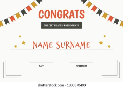 Congrats certificate template, vector illustration. 