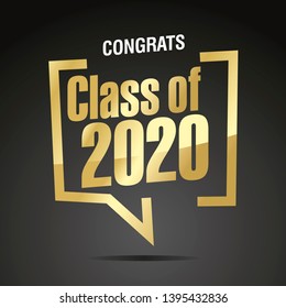 Congrats class of 2020 speech brackets gold black sticker icon