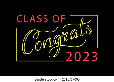 Congrats Class of 2023. Vector lettering for graduation design, congratulation event, party, high school or college graduate. Congratulations graduate