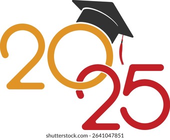 Congrats Class of 2025 greeting sign. Congrats Graduated. Congratulating banner. Handwritten brush lettering. Isolated vector text for graduation design,