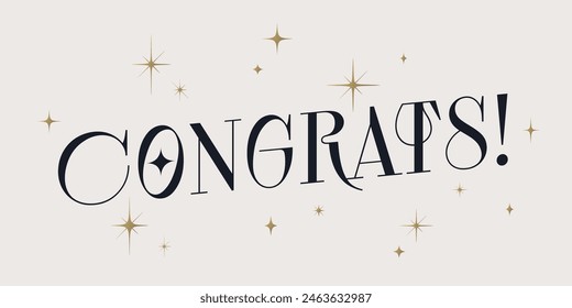 Congrats, Congratulation. Lettering congratulation, banner, vintage graphic, poster. Greeting card calligraphy lettering congrats, congratulation. Poster card message congrats Vector Illustration