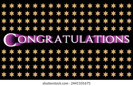 Congrats, Congratulations banner with glitter decoration. Handwritten modern brush lettering dark background. Vector Illustration for greeting