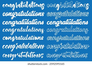 Congrats, Congratulations banner with glitter decoration set. Congratulations handwritten modern brush lettering text poster collection. Vector Illustration for greeting. 