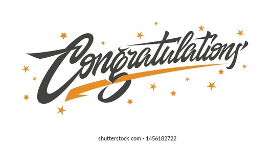 Congrats, Congratulations banner. Handwritten modern brush lettering dark background. Vector Illustration for greeting - Vector