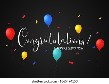 Congrats, Congratulations card with creative decoration. Vector Illustration