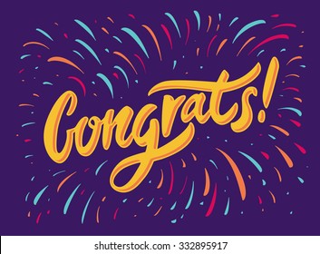 Congrats! Congratulations card with firework background.