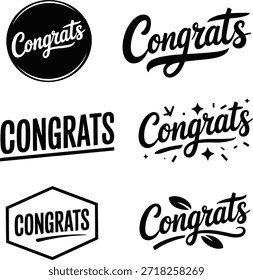 Congrats Congratulations Creative Typography Set