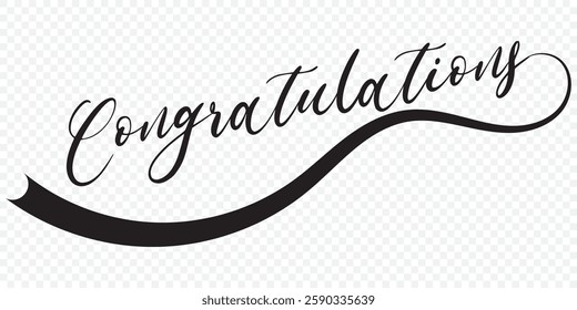 Congrats and Congratulations hand written lettering for card, greeting card, invitation, poster and print. Modern brush calligraphy. Isolated on Transparent background. EPS 10.