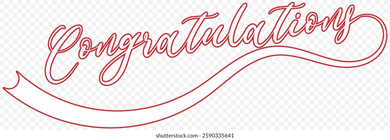 Congrats and Congratulations hand written lettering for card, greeting card, invitation, poster and print. Modern brush calligraphy. Isolated on Transparent background. EPS 10.