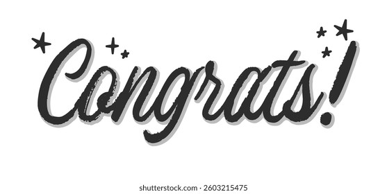 Congrats design with stars, calligraphic message for banner or congratulating card