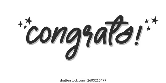 Congrats design with stars, calligraphic message for banner or congratulating card