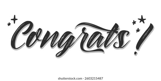 Congrats design with stars, calligraphic message for banner or congratulating card