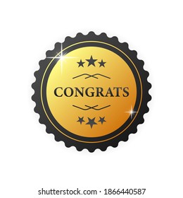 Congrats gold rubber stamp on white background. Realistic object. Vector illustration.